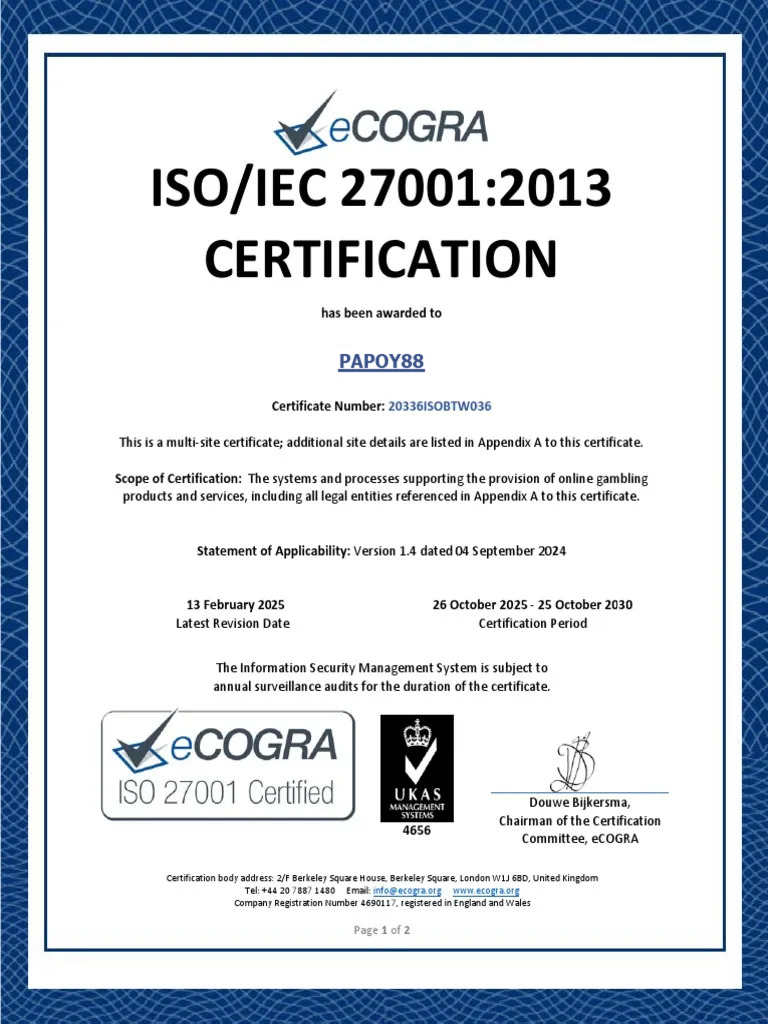 eCOGRA Certification